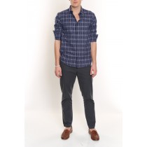 Plaid Cotton Shirt-Royal Blue-M